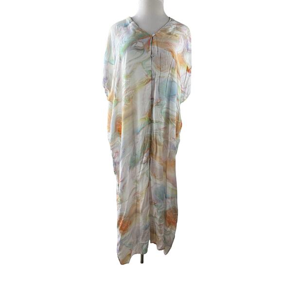 *Read* Johnny Was Calme Tie Dye Kaftan Maxi Dress Swimsuit Coverup Size L/XL - Picture 2 of 14